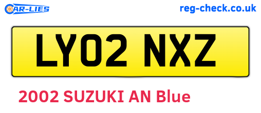 LY02NXZ are the vehicle registration plates.