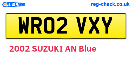 WR02VXY are the vehicle registration plates.