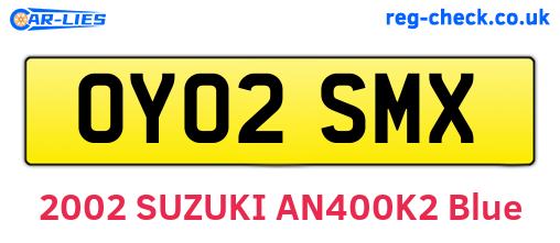 OY02SMX are the vehicle registration plates.