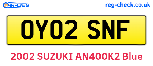 OY02SNF are the vehicle registration plates.