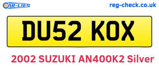 DU52KOX are the vehicle registration plates.