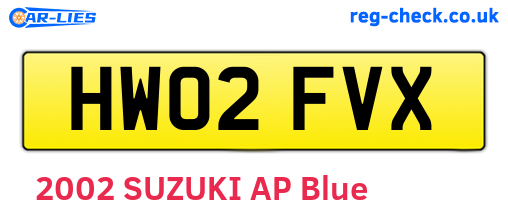 HW02FVX are the vehicle registration plates.