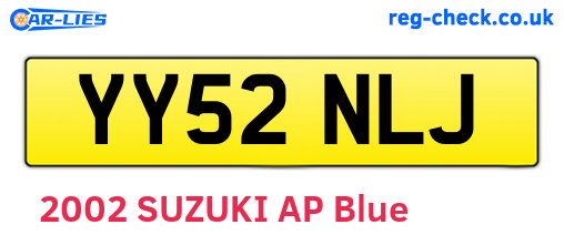 YY52NLJ are the vehicle registration plates.