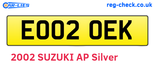 EO02OEK are the vehicle registration plates.