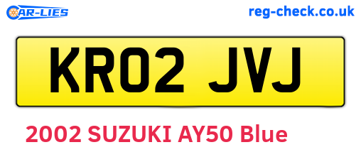 KR02JVJ are the vehicle registration plates.
