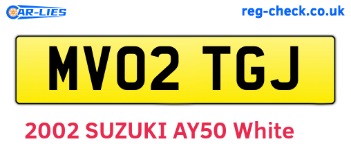 MV02TGJ are the vehicle registration plates.