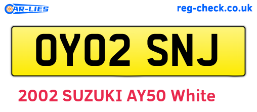 OY02SNJ are the vehicle registration plates.