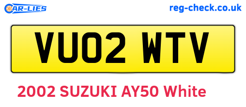 VU02WTV are the vehicle registration plates.