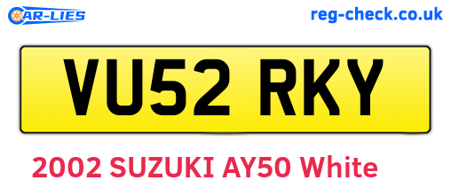 VU52RKY are the vehicle registration plates.