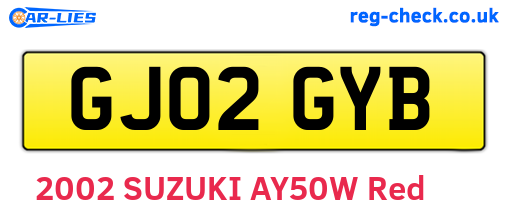 GJ02GYB are the vehicle registration plates.