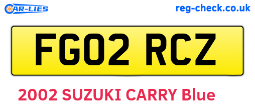 FG02RCZ are the vehicle registration plates.