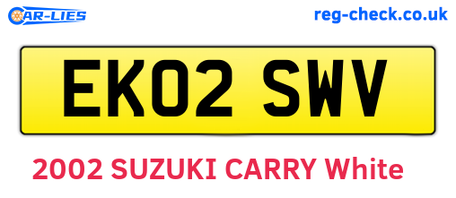 EK02SWV are the vehicle registration plates.