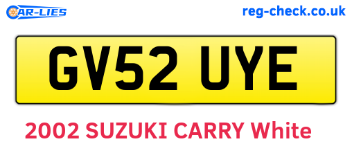 GV52UYE are the vehicle registration plates.
