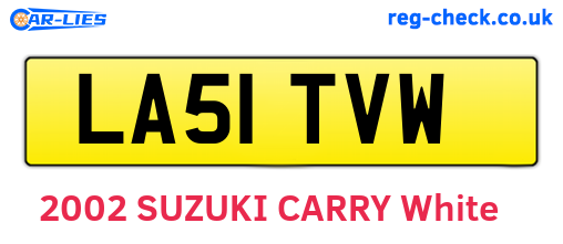 LA51TVW are the vehicle registration plates.