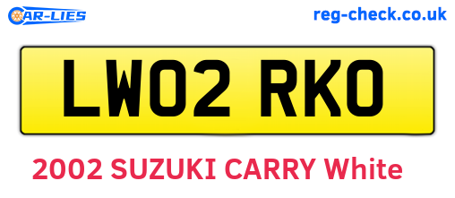 LW02RKO are the vehicle registration plates.