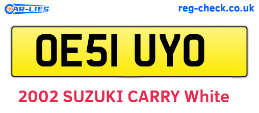 OE51UYO are the vehicle registration plates.