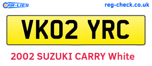 VK02YRC are the vehicle registration plates.