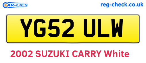 YG52ULW are the vehicle registration plates.