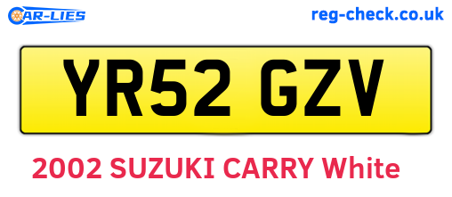 YR52GZV are the vehicle registration plates.