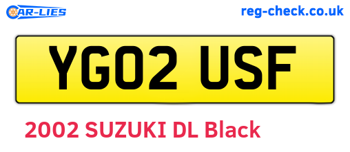 YG02USF are the vehicle registration plates.