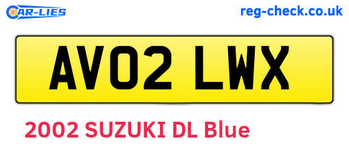 AV02LWX are the vehicle registration plates.