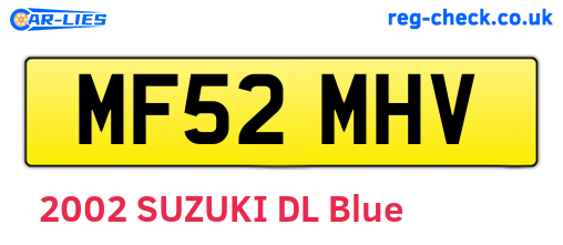 MF52MHV are the vehicle registration plates.