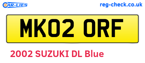 MK02ORF are the vehicle registration plates.