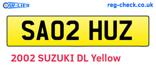 SA02HUZ are the vehicle registration plates.