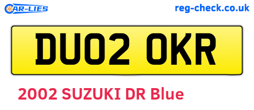DU02OKR are the vehicle registration plates.