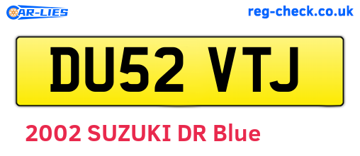 DU52VTJ are the vehicle registration plates.