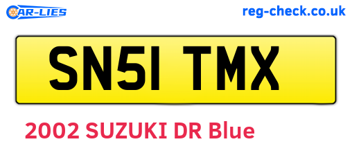 SN51TMX are the vehicle registration plates.