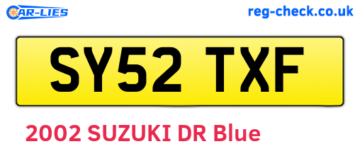 SY52TXF are the vehicle registration plates.