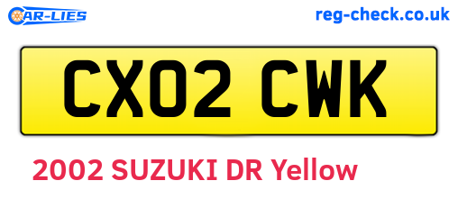 CX02CWK are the vehicle registration plates.