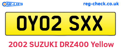 OY02SXX are the vehicle registration plates.