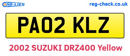 PA02KLZ are the vehicle registration plates.