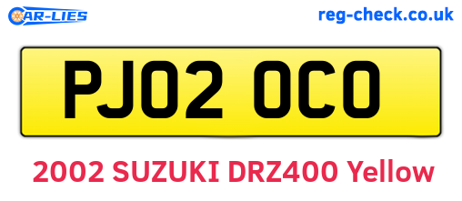 PJ02OCO are the vehicle registration plates.