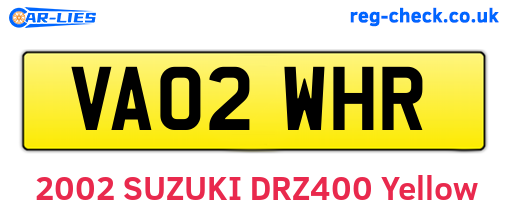 VA02WHR are the vehicle registration plates.