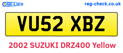 VU52XBZ are the vehicle registration plates.