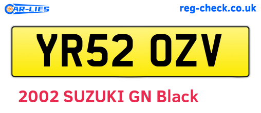 YR52OZV are the vehicle registration plates.