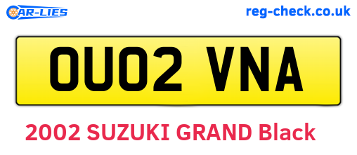 OU02VNA are the vehicle registration plates.