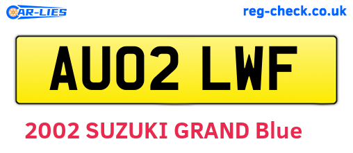 AU02LWF are the vehicle registration plates.