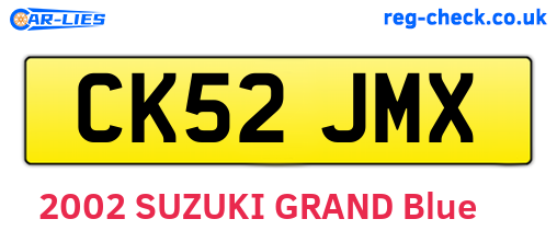 CK52JMX are the vehicle registration plates.