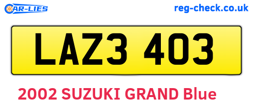 LAZ3403 are the vehicle registration plates.