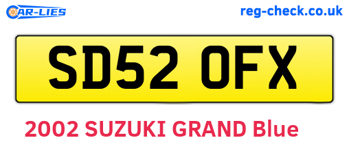 SD52OFX are the vehicle registration plates.