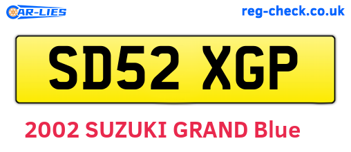 SD52XGP are the vehicle registration plates.