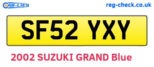 SF52YXY are the vehicle registration plates.