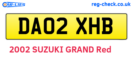 DA02XHB are the vehicle registration plates.