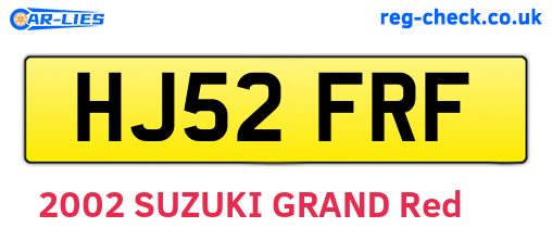 HJ52FRF are the vehicle registration plates.
