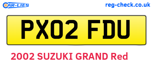 PX02FDU are the vehicle registration plates.