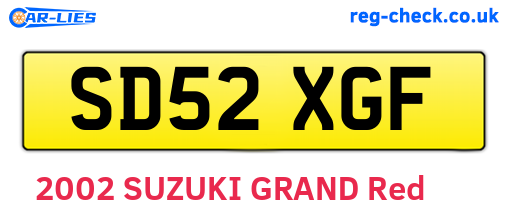 SD52XGF are the vehicle registration plates.